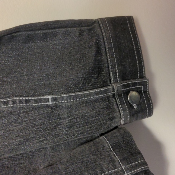 ORLY Women's Jean Denim Jacket White Stitching Chest Pockets One Button Cuffs - Picture 10 of 16